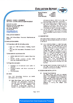 ACI 318 IBC IRC Evaluation report Helix Steel Micro-Rebar Concrete reinforcement